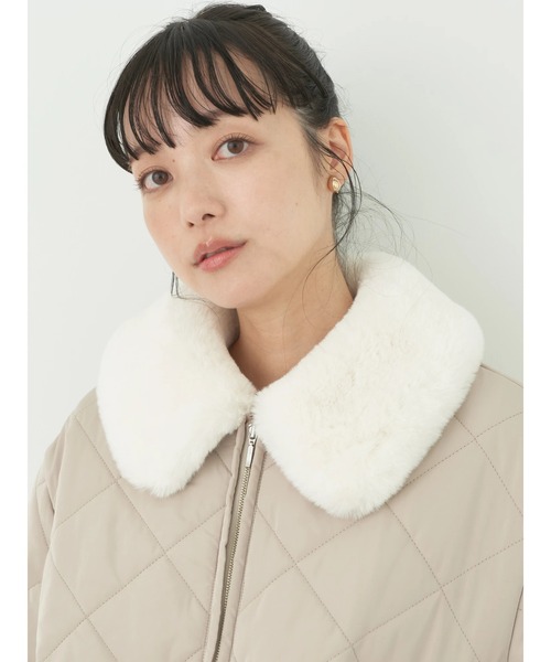 earth music&ecology(アースミュージックアンドエコロジー)の「ファーカラーブルゾン(ブルゾン・レディース・グレイッシュブルー/ベージュ・FREE)」の14枚目の写真