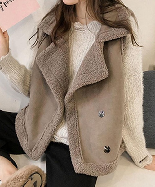 Primazel（プリマゼル）の「フェイクムートンもこもこボアファーベスト（その他アウター・レディース・アイボリー/モカ/キャメル・M）」の4枚目の写真