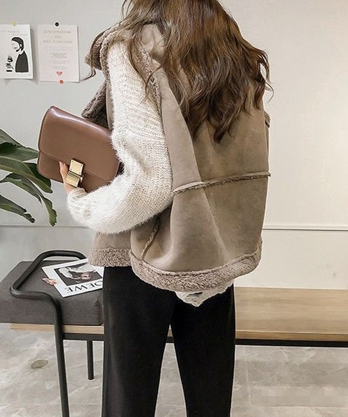 Primazel（プリマゼル）の「フェイクムートンもこもこボアファーベスト（その他アウター・レディース・アイボリー/モカ/キャメル・M）」の6枚目の写真