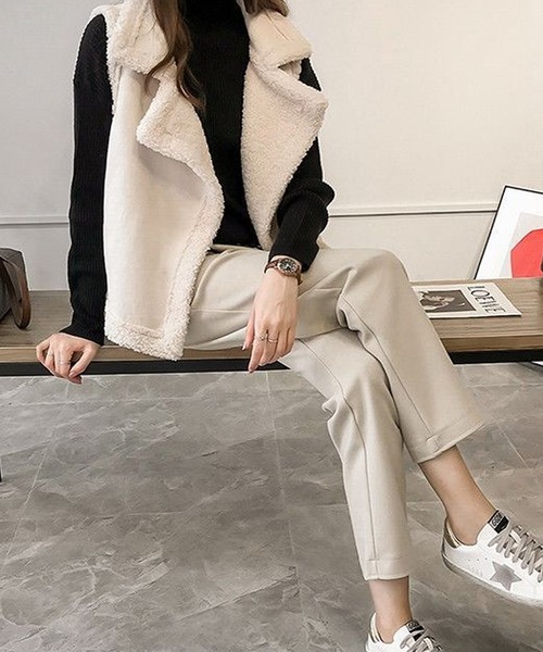 Primazel（プリマゼル）の「フェイクムートンもこもこボアファーベスト（その他アウター・レディース・アイボリー/モカ/キャメル・M）」の16枚目の写真