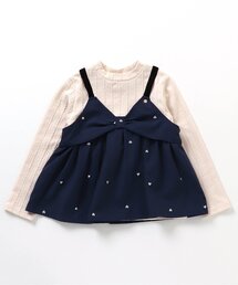 【セットアップ可】ハート刺繍ドッキングトップス