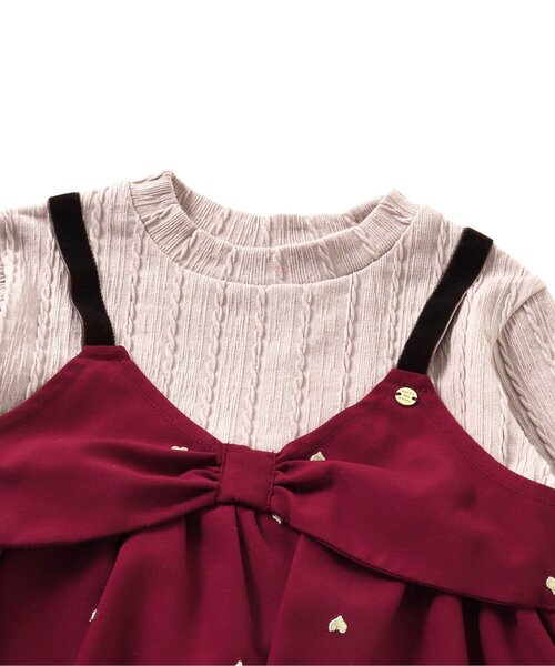 apres les cours（アプレレクール）の「【セットアップ可】ハート刺繍ドッキングトップス（その他トップス・キッズ・レッド/ネイビー・100/90/120/110/130/80/140）」の6枚目の写真