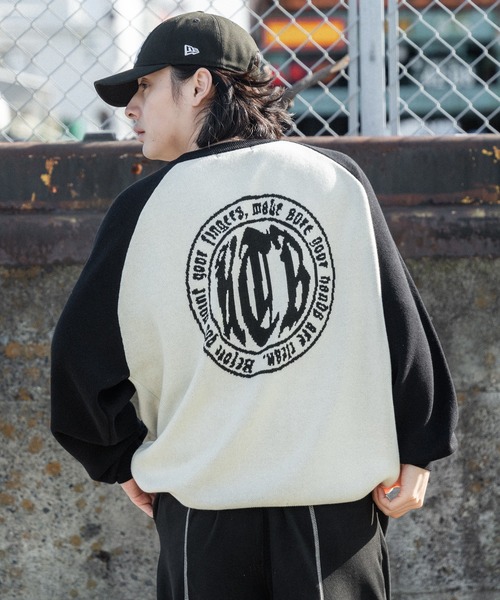 kutir(クティール)の「配色ラグランストリートロゴビッグニット(ニット/セーター・メンズ・ブラック系その他/ネイビー系/ネイビー/ブラック・MEDIUM/LARGE)」の5枚目の写真