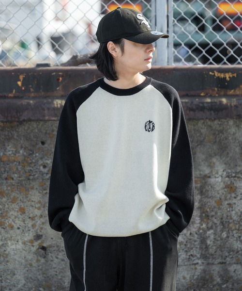 kutir(クティール)の「配色ラグランストリートロゴビッグニット(ニット/セーター・メンズ・ブラック系その他/ネイビー系/ネイビー/ブラック・MEDIUM/LARGE)」の6枚目の写真