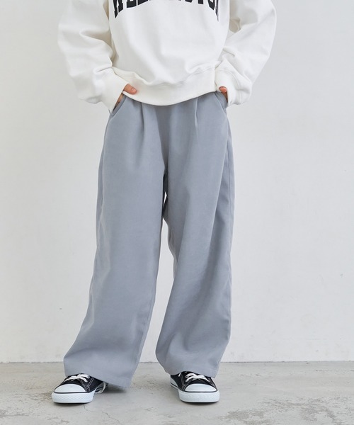 スウェットタックワイドパンツ me+em select スウェットパンツ ジャージ 「 裏起毛 」カーブ