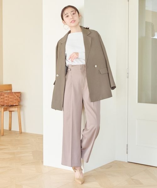 mysty woman（ミスティウーマン）の「サイドボタンハイウエストパンツ 996917（その他パンツ・レディース・ブルー系その他/アイボリー/ピンクベージュ・FREE）」の6枚目の写真