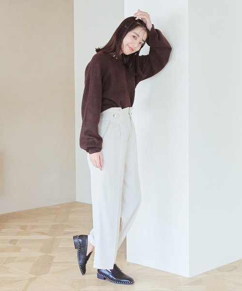 mysty woman（ミスティウーマン）の「サイドボタンハイウエストパンツ 996917（その他パンツ・レディース・ブルー系その他/アイボリー/ピンクベージュ・FREE）」の7枚目の写真