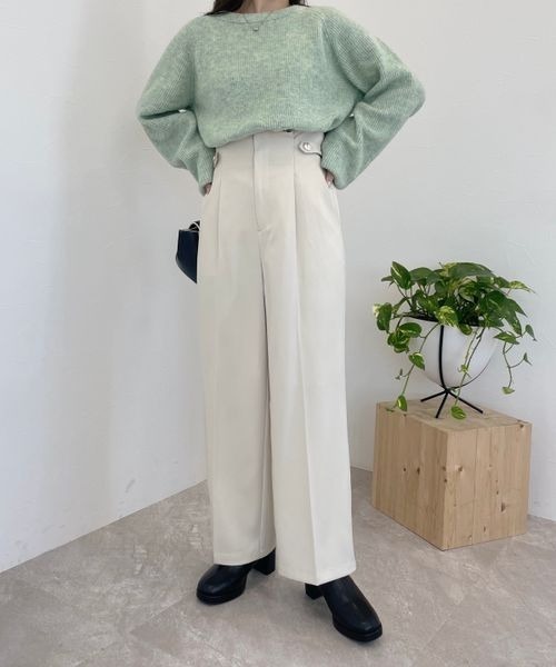 mysty woman（ミスティウーマン）の「サイドボタンハイウエストパンツ 996917（その他パンツ・レディース・ブルー系その他/アイボリー/ピンクベージュ・FREE）」の10枚目の写真