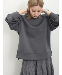 Samansa Mos2 blue | 裾スリットダンボールニットプルオーバー(Tシャツ/カットソー)