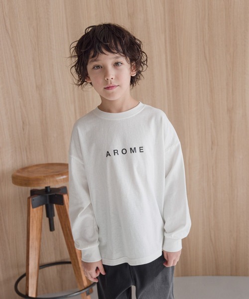 GLOBAL WORK（グローバルワーク）の「ヘビロッTEE/プリント長袖/976036（Tシャツ/カットソー・キッズ・グレイッシュベージュ/ホワイト系7/ホワイト系5/ホワイト系8/ホワイト系4/チャコール/ホワイト系6/その他1/その他/グリーン/ネイビー/杢グレー・130cm/150cm/170cm/120cm/140cm/160cm）」の2枚目の写真