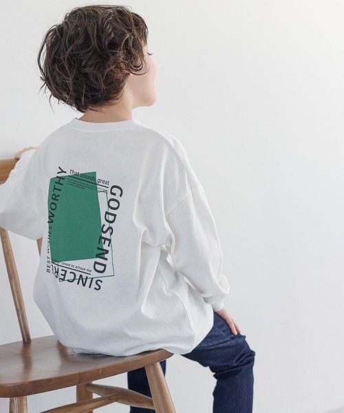 GLOBAL WORK（グローバルワーク）の「ヘビロッTEE/プリント長袖/976036（Tシャツ/カットソー・キッズ・グレイッシュベージュ/ホワイト系7/ホワイト系5/ホワイト系8/ホワイト系4/チャコール/ホワイト系6/その他1/その他/グリーン/ネイビー/杢グレー・130cm/150cm/170cm/120cm/140cm/160cm）」の4枚目の写真