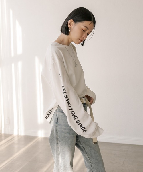 RIVE DROITE（リヴドロワ）の「MONN.:.(モン)/CINNAMONＴシャツ（Tシャツ/カットソー・レディース・ホワイト/サックスブルー・FREE）」の14枚目の写真