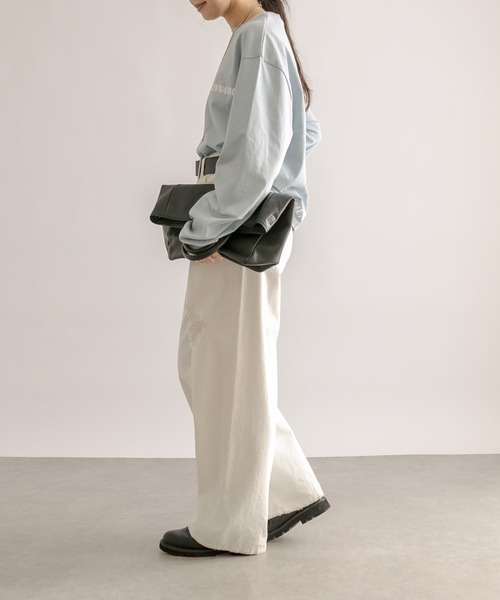 RIVE DROITE（リヴドロワ）の「MONN.:.(モン)/CINNAMONＴシャツ（Tシャツ/カットソー・レディース・ホワイト/サックスブルー・FREE）」の4枚目の写真