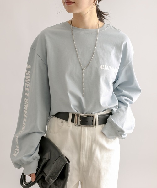 RIVE DROITE（リヴドロワ）の「MONN.:.(モン)/CINNAMONＴシャツ（Tシャツ/カットソー・レディース・ホワイト/サックスブルー・FREE）」の21枚目の写真