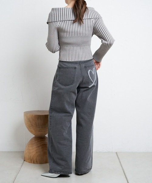 シグネチャーモチーフフーディ 5色展開】Wジップオフショルジャガードニット（ニット/セーター