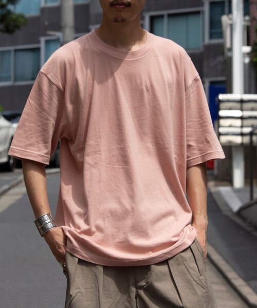 GLOSTER（グロスター）の「【限定展開】【GLOSTER/グロスター】ベーシック クルーネックTシャツ（Tシャツ/カットソー・メンズ・オフホワイト/ブラック/ピンク/ベージュ・S/M/L/XL）」の4枚目の写真
