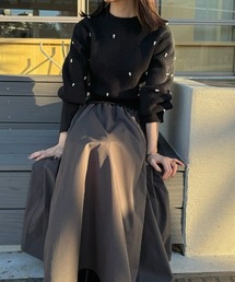 NAUL（ナウル）の「ダブルパールニットプルオーバー / ニットトップス パールニット ブラック（ニット/セーター）」