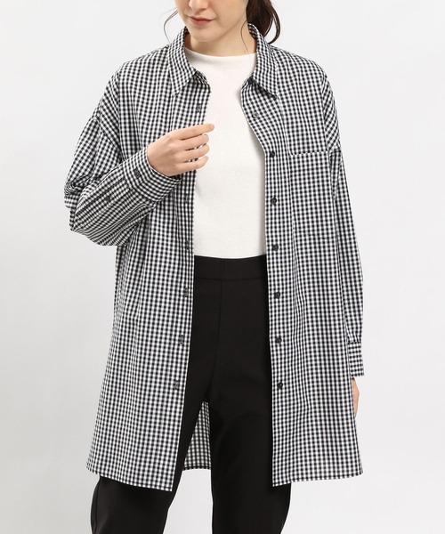 GLOBAL WORK Smile Seed Store(グローバルワーク スマイルシードストア)の「オーバーサイズシャツ/976993(シャツ/ブラウス・レディース・オフホワイト/ブルー系その他/チェック/ブルー系その他5/ブラック/ブルー系その他4・MEDIUM/LARGE/X-LARGE/SMALL)」の6枚目の写真