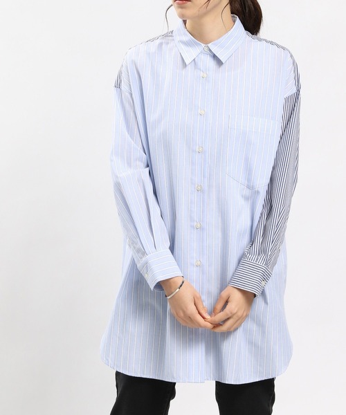 GLOBAL WORK Smile Seed Store(グローバルワーク スマイルシードストア)の「オーバーサイズシャツ/976993(シャツ/ブラウス・レディース・オフホワイト/ブルー系その他/チェック/ブルー系その他5/ブラック/ブルー系その他4・MEDIUM/LARGE/X-LARGE/SMALL)」の3枚目の写真