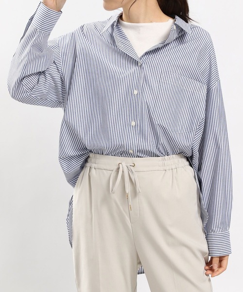 GLOBAL WORK Smile Seed Store(グローバルワーク スマイルシードストア)の「オーバーサイズシャツ/976993(シャツ/ブラウス・レディース・オフホワイト/ブルー系その他/チェック/ブルー系その他5/ブラック/ブルー系その他4・MEDIUM/LARGE/X-LARGE/SMALL)」の4枚目の写真