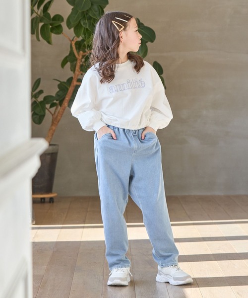 GLOBAL WORK（グローバルワーク）の「ヘビロッTEEドロスト長袖/102487（Tシャツ/カットソー・キッズ・オフホワイト/グレー・120cm/130cm/140cm/150cm/160cm/170cm）」の5枚目の写真