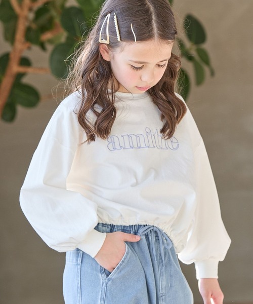 GLOBAL WORK（グローバルワーク）の「ヘビロッTEEドロスト長袖/102487（Tシャツ/カットソー・キッズ・オフホワイト/グレー・120cm/130cm/140cm/150cm/160cm/170cm）」の3枚目の写真