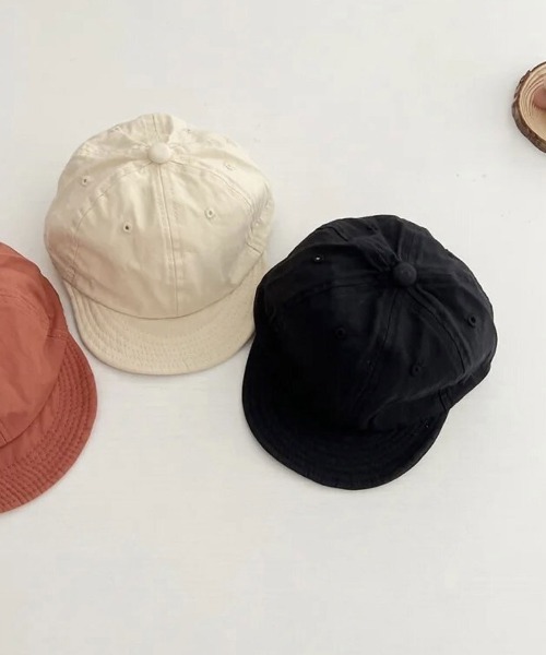Bambin（ボンバン）の「【 Bambin / ボンバン 】 バック ドローコード 無地 キャップ（キャップ・キッズ・ホワイト/ブラック/マスタード/サックスブルー/オレンジ/アイボリー/レンガ・FREE）」の3枚目の写真