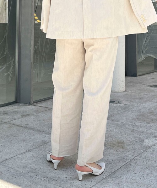 NOLLEY’S（ノーリーズ）の「《セットアップ対応》ウォッシャブル麻混セミワイドパンツ（その他パンツ・レディース・イエロー/ネイビー/ベージュ・38/36/34）」の17枚目の写真