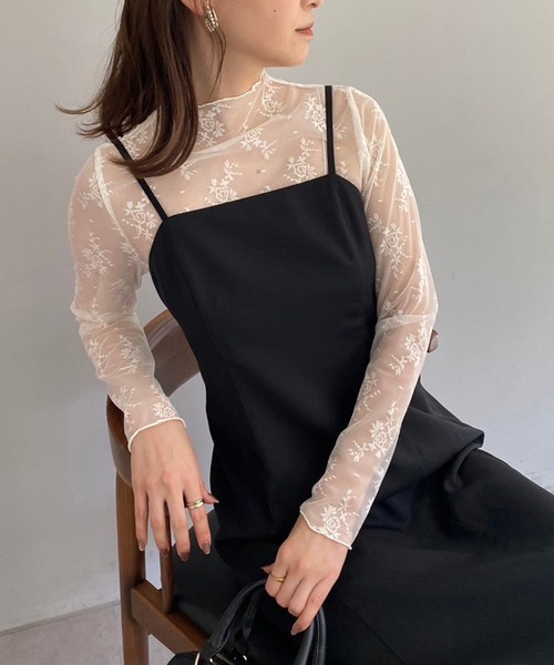 one after another NICE CLAUP（ワンアフターアナザーナイスクラップ）の「2サイズ展開/スリットキャミワンピース【WEB限定商品】（ワンピース・レディース・ブラック/ホワイト系その他/ブラック系その他/アイボリー・MEDIUM/SMALL）」の14枚目の写真