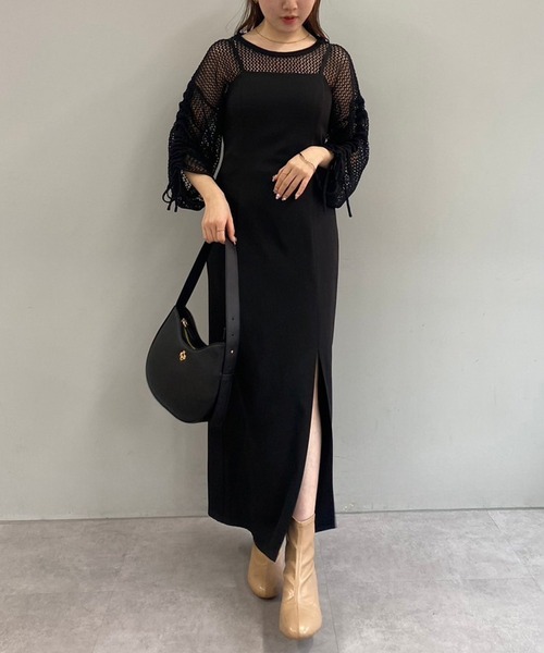 one after another NICE CLAUP（ワンアフターアナザーナイスクラップ）の「2サイズ展開/スリットキャミワンピース【WEB限定商品】（ワンピース・レディース・ブラック/ホワイト系その他/ブラック系その他/アイボリー・MEDIUM/SMALL）」の16枚目の写真