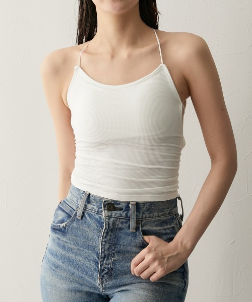 QFORON（キュフォロン）の「バック編み上げデザインカップ付きキャミソール（キャミソール・レディース・ブラック/ホワイト・M）」の16枚目の写真