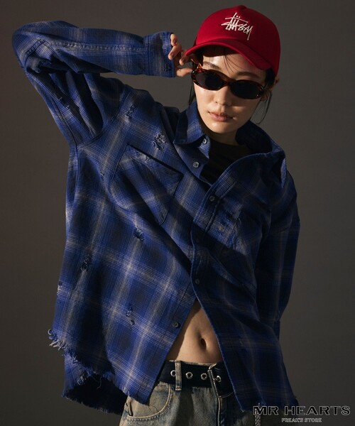 FREAK'S STORE（フリークスストア）の「限定展開 MR HEARTS/ミスターハーツ DAMAGE OMBRE CHECK LONG SLEEVE SHIRTS（シャツ/ブラウス・メンズ・ホワイト/ブルー/ブラック・SMALL/MEDIUM/LARGE）」の3枚目の写真