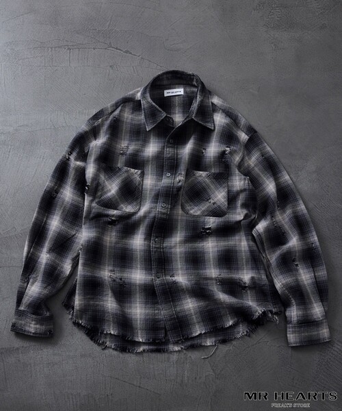 FREAK'S STORE（フリークスストア）の「限定展開 MR HEARTS/ミスターハーツ DAMAGE OMBRE CHECK LONG SLEEVE SHIRTS（シャツ/ブラウス・メンズ・ホワイト/ブルー/ブラック・SMALL/MEDIUM/LARGE）」の19枚目の写真