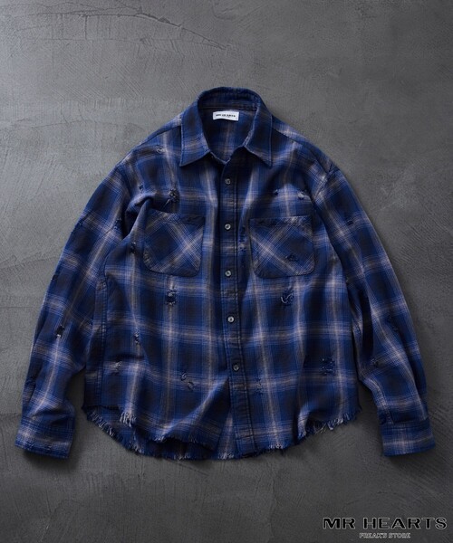 FREAK'S STORE（フリークスストア）の「限定展開 MR HEARTS/ミスターハーツ DAMAGE OMBRE CHECK LONG SLEEVE SHIRTS（シャツ/ブラウス・メンズ・ホワイト/ブルー/ブラック・SMALL/MEDIUM/LARGE）」の20枚目の写真