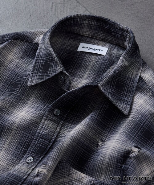 FREAK'S STORE（フリークスストア）の「限定展開 MR HEARTS/ミスターハーツ DAMAGE OMBRE CHECK LONG SLEEVE SHIRTS（シャツ/ブラウス・メンズ・ホワイト/ブルー/ブラック・SMALL/MEDIUM/LARGE）」の21枚目の写真