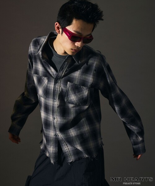 FREAK'S STORE（フリークスストア）の「限定展開 MR HEARTS/ミスターハーツ DAMAGE OMBRE CHECK LONG SLEEVE SHIRTS（シャツ/ブラウス・メンズ・ホワイト/ブルー/ブラック・SMALL/MEDIUM/LARGE）」の11枚目の写真