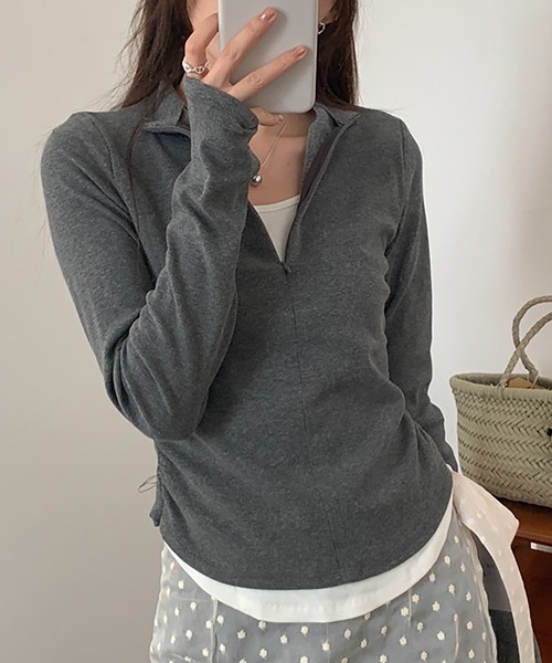 LAFFMO（ラフモ）の「ジップアップリブカットソー（Tシャツ/カットソー・レディース・ブラウン/グレー/ブラック・F）」の17枚目の写真