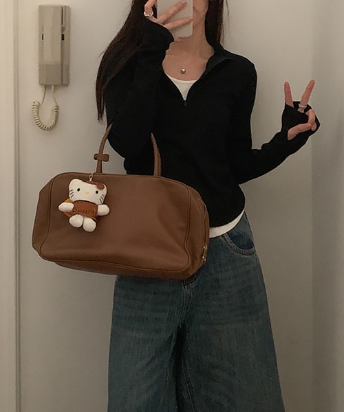 LAFFMO（ラフモ）の「ジップアップリブカットソー（Tシャツ/カットソー・レディース・ブラウン/グレー/ブラック・F）」の12枚目の写真