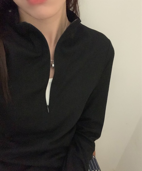 LAFFMO（ラフモ）の「ジップアップリブカットソー（Tシャツ/カットソー・レディース・ブラウン/グレー/ブラック・F）」の14枚目の写真