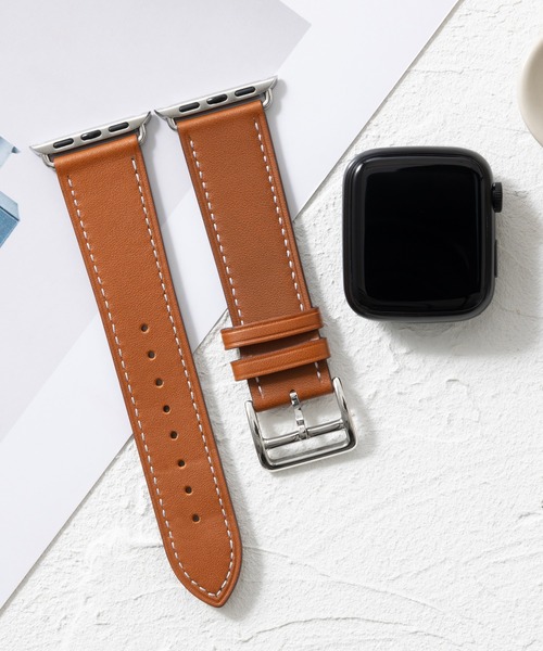 emonique(エモニーク)の「本革レザー Apple Watch バンド スマートウォッチバンド【38/40/41/42/44/45/49mm対応】(デジタル腕時計・メンズ・バーガンディー/ダークブルー/マジェンタ/ブルー/オレンジ/イエロー/ピンク/レッド/グレー/ブラウン/パープル/ダークグリーン/ブラック/ライトブルー/ライトグレー/ホワイト・42/38)」の5枚目の写真