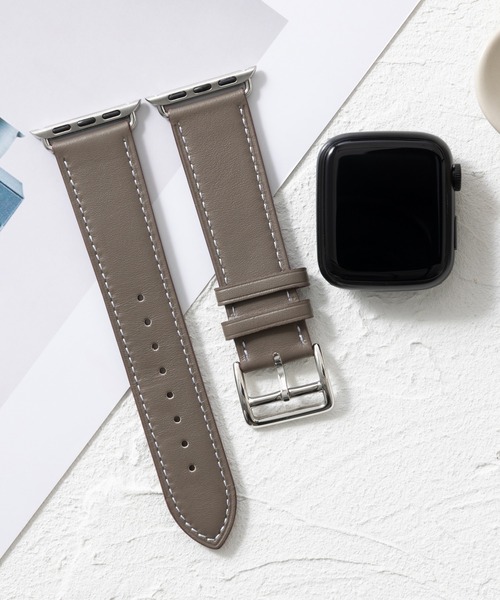 emonique(エモニーク)の「本革レザー Apple Watch バンド スマートウォッチバンド【38/40/41/42/44/45/49mm対応】(デジタル腕時計・メンズ・バーガンディー/ダークブルー/マジェンタ/ブルー/オレンジ/イエロー/ピンク/レッド/グレー/ブラウン/パープル/ダークグリーン/ブラック/ライトブルー/ライトグレー/ホワイト・42/38)」の4枚目の写真
