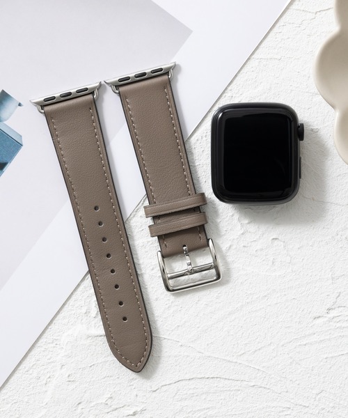 emonique(エモニーク)の「本革レザー Apple Watch バンド スマートウォッチバンド【38/40/41/42/44/45/49mm対応】(デジタル腕時計・メンズ・バーガンディー/ダークブルー/マジェンタ/ブルー/オレンジ/イエロー/ピンク/レッド/グレー/ブラウン/パープル/ダークグリーン/ブラック/ライトブルー/ライトグレー/ホワイト・42/38)」の1枚目の写真
