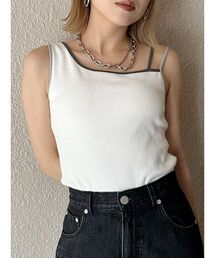 バイカラーストラップテレコキャミソール