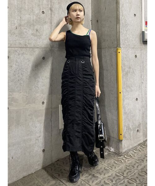 MURUA(ムルーア)の「バイカラーストラップテレコキャミソール(Tシャツ/カットソー・レディース・ホワイト/ブラック・FREE)」の14枚目の写真