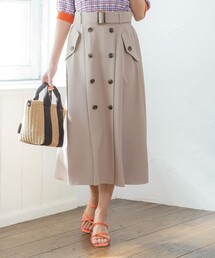 ◆【ウエストゴム／きれいめにも使える】トレンチ風スカート
