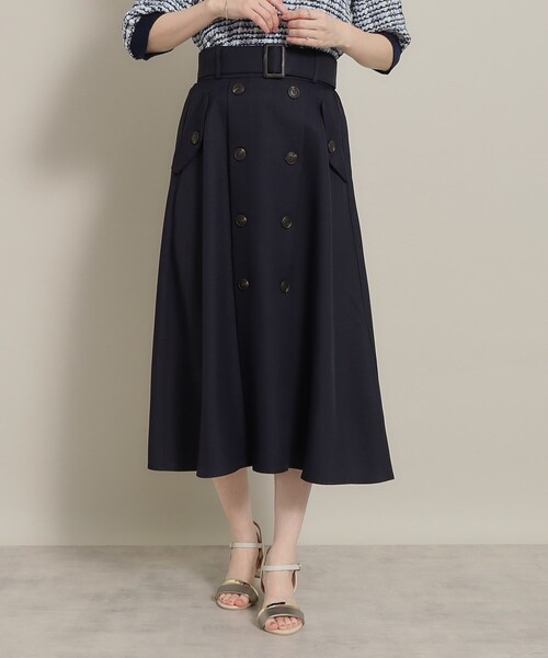 ITS'DEMO（イッツデモ）の「◆【ウエストゴム／きれいめにも使える】トレンチ風スカート（スカート・レディース・ネイビー/ベージュ/オリーブ・00）」の3枚目の写真