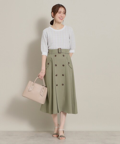 ITS'DEMO（イッツデモ）の「◆【ウエストゴム／きれいめにも使える】トレンチ風スカート（スカート・レディース・ネイビー/ベージュ/オリーブ・00）」の5枚目の写真