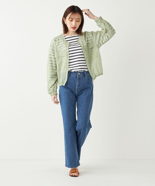 SHIPS Colors(シップス カラーズ)の「SHIPS Colors:〈手洗い可能〉ライト タフタ シアー ジップ ブルゾン◇(ブルゾン・レディース・ナチュラル/ブラック/ライトグリーン・ONE SIZE)」の13枚目の写真