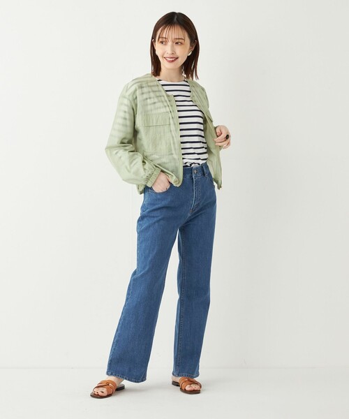 SHIPS Colors(シップス カラーズ)の「SHIPS Colors:〈手洗い可能〉ライト タフタ シアー ジップ ブルゾン◇(ブルゾン・レディース・ナチュラル/ブラック/ライトグリーン・ONE SIZE)」の7枚目の写真