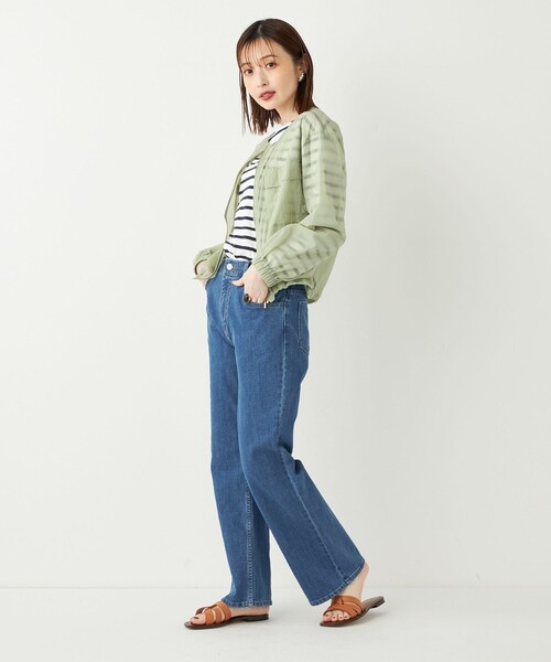 SHIPS Colors(シップス カラーズ)の「SHIPS Colors:〈手洗い可能〉ライト タフタ シアー ジップ ブルゾン◇(ブルゾン・レディース・ナチュラル/ブラック/ライトグリーン・ONE SIZE)」の8枚目の写真